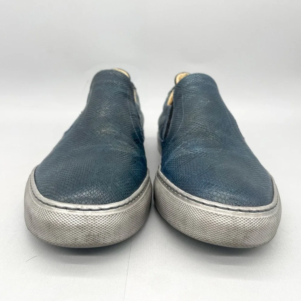 Robert‎ Graham Mens 44 11 Rolo Slip On Sneakers Shoes Blue Snake Leather Casual